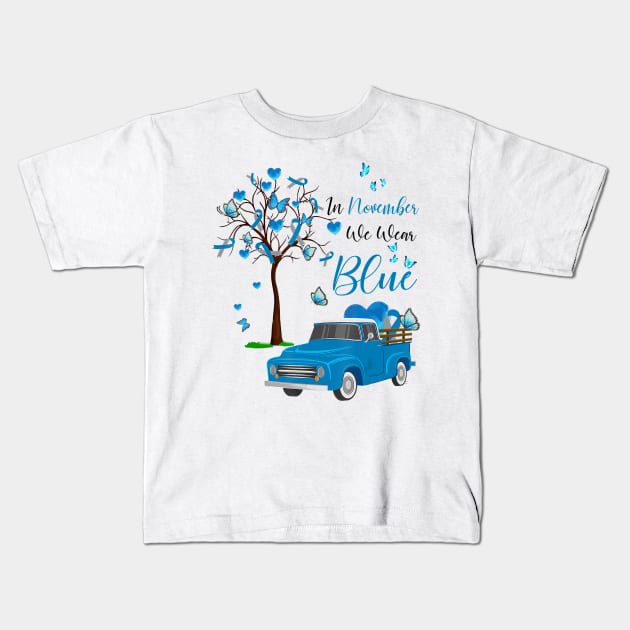 Diabetes awareness In November We Wear Blue Diabetes Truck Blue T1D Gift Kids T-Shirt by thuylinh8